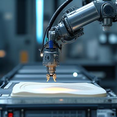 Brazo robótico escaneando un plato de cerámica