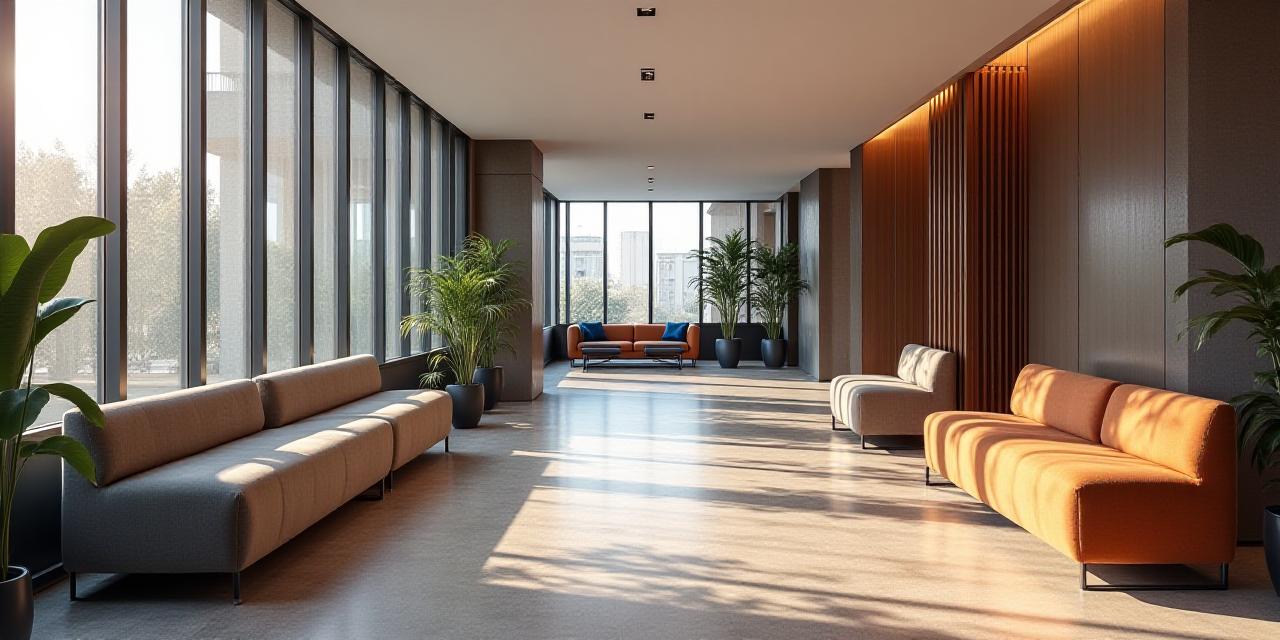 Sala de espera elegante en la oficina de Cubus Juris, Madrid